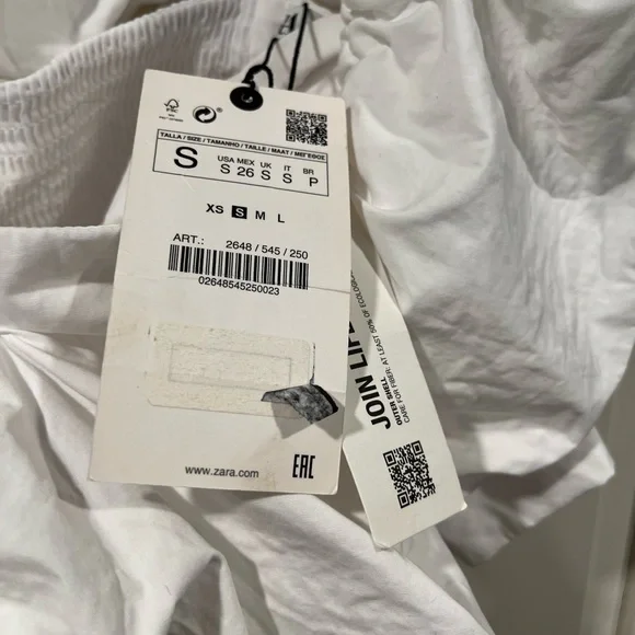 Zara one shoulder ruffle Poplin‎ top size small NWT - Picture 10 of 13